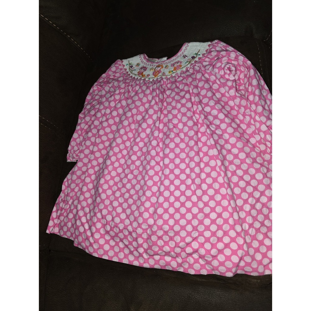 Marmellata boutique pink owl polka dot smock dress size 2t